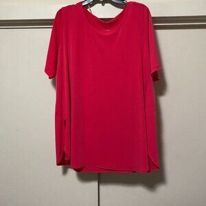 Susan Graver short sleeve, hot pink comfy tunic, size XL